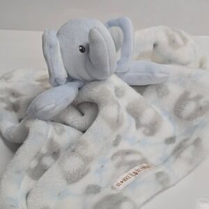 Blankets & Beyond Elephant Lovey Security Blanket Blue Grey Plush Infant Blankie